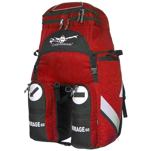 фото Велорюкзак-штаны, монообъемный, велорюкзак туристический на багажник велосипеда, снаряжение, мираж, 60 литров, цвет красный