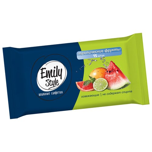 Купить Emily Style Влажные салфетки Тропические фрукты универсальные, 15 шт.
