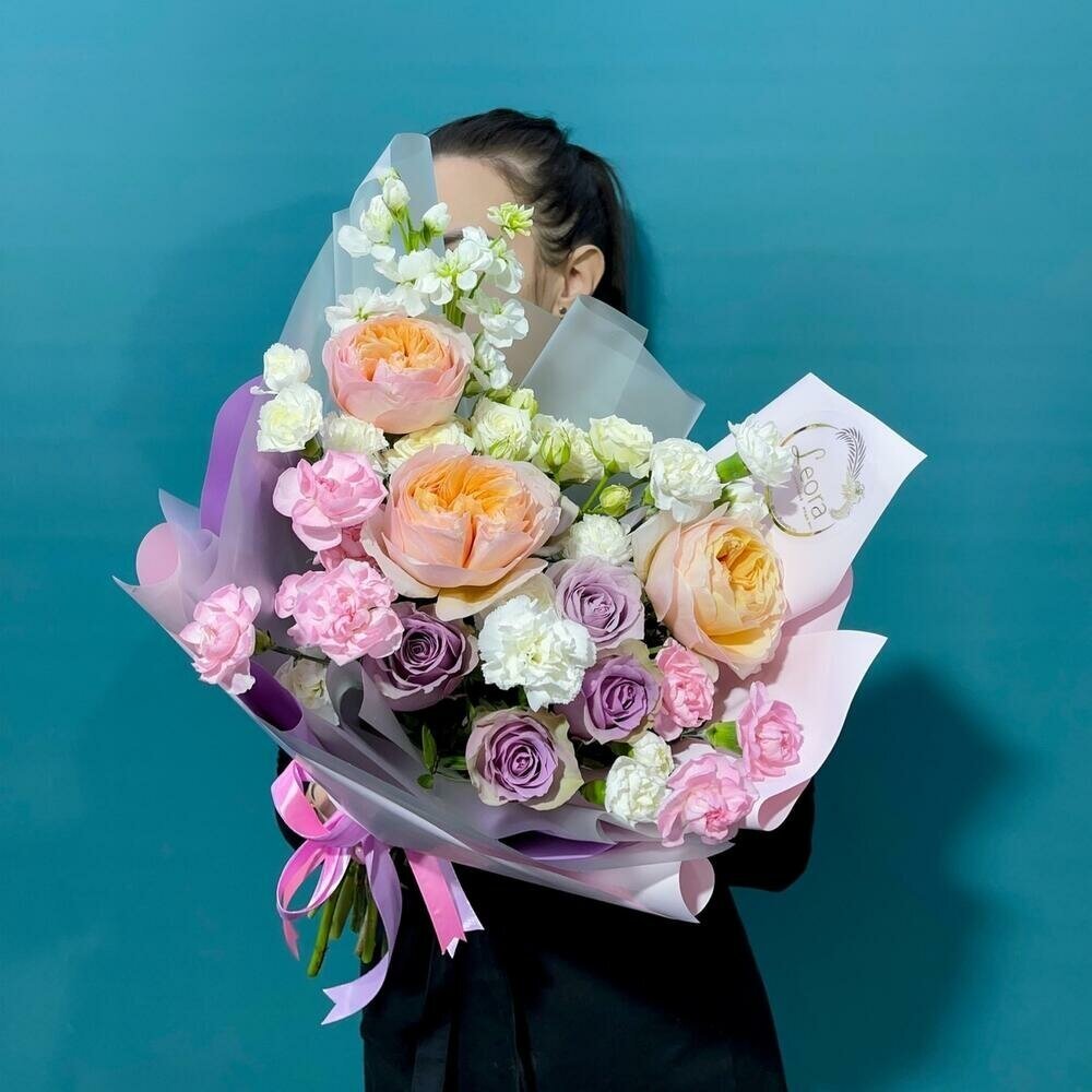 Букет из пионовидных роз Джульетта. Авторский букет 530. Leora Flowers дом цветочной моды
