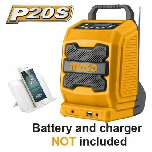 Радио INGCO CJRLI2001 Li-lon 20B AMFM 3ВТ разьем 35 мм Bluetooth 40 без зу и акк 662100₽