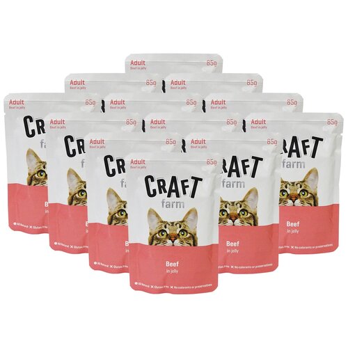 CRAFT FARM ADULT для взрослых кошек с говядиной в желе (85 гр х 12 шт)