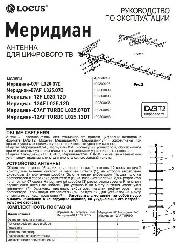 Антенна Locus Меридиан-12AF Turbo L 025.12 DF T - фото №7