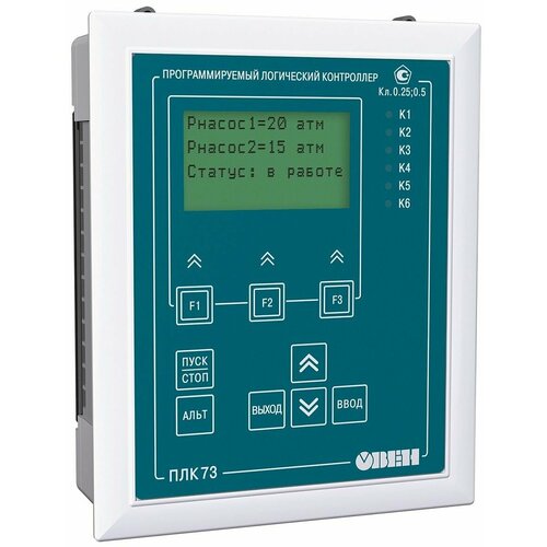 Контроллер с HMI для локальных систем в щитовом корпусе овен ПЛК73, ПЛК73-ККККРРУУ-L