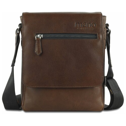 фото Сумка мессенджер mano don valentino повседневная, натуральная кожа, внутренний карман, коричневый