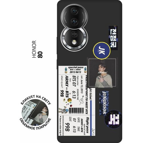 Матовый чехол BTS Stickers для Honor 80 / Хонор 80 с 3D эффектом черный матовый чехол hockey для honor 80 хонор 80 с 3d эффектом черный