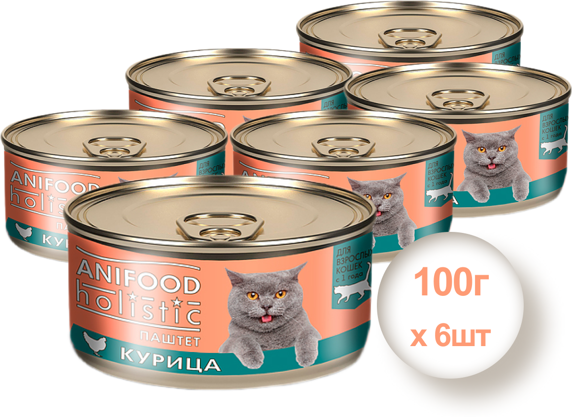 Консервы для кошек Anifood Holistic паштет из курицы, 100 гр. * 6 шт. - фотография № 1