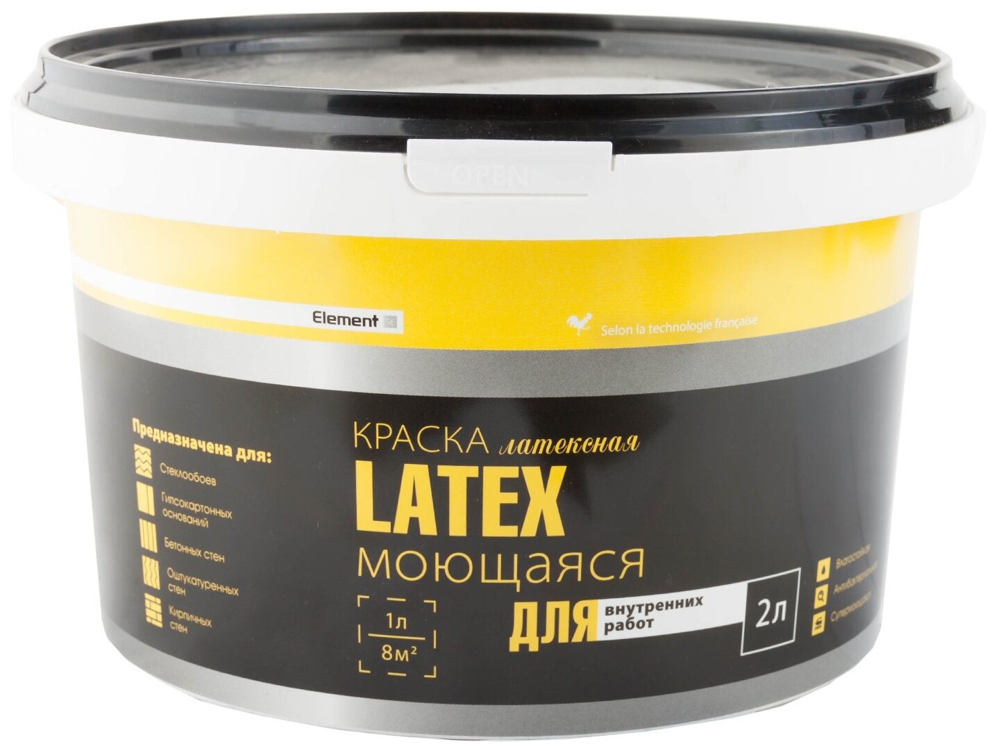 Краска латексная Element SE Latex для стен и потолков моющаяся 2 л