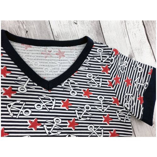 фото Комплект футболка + шорты "морячок" millefamille, размер 140,146-68