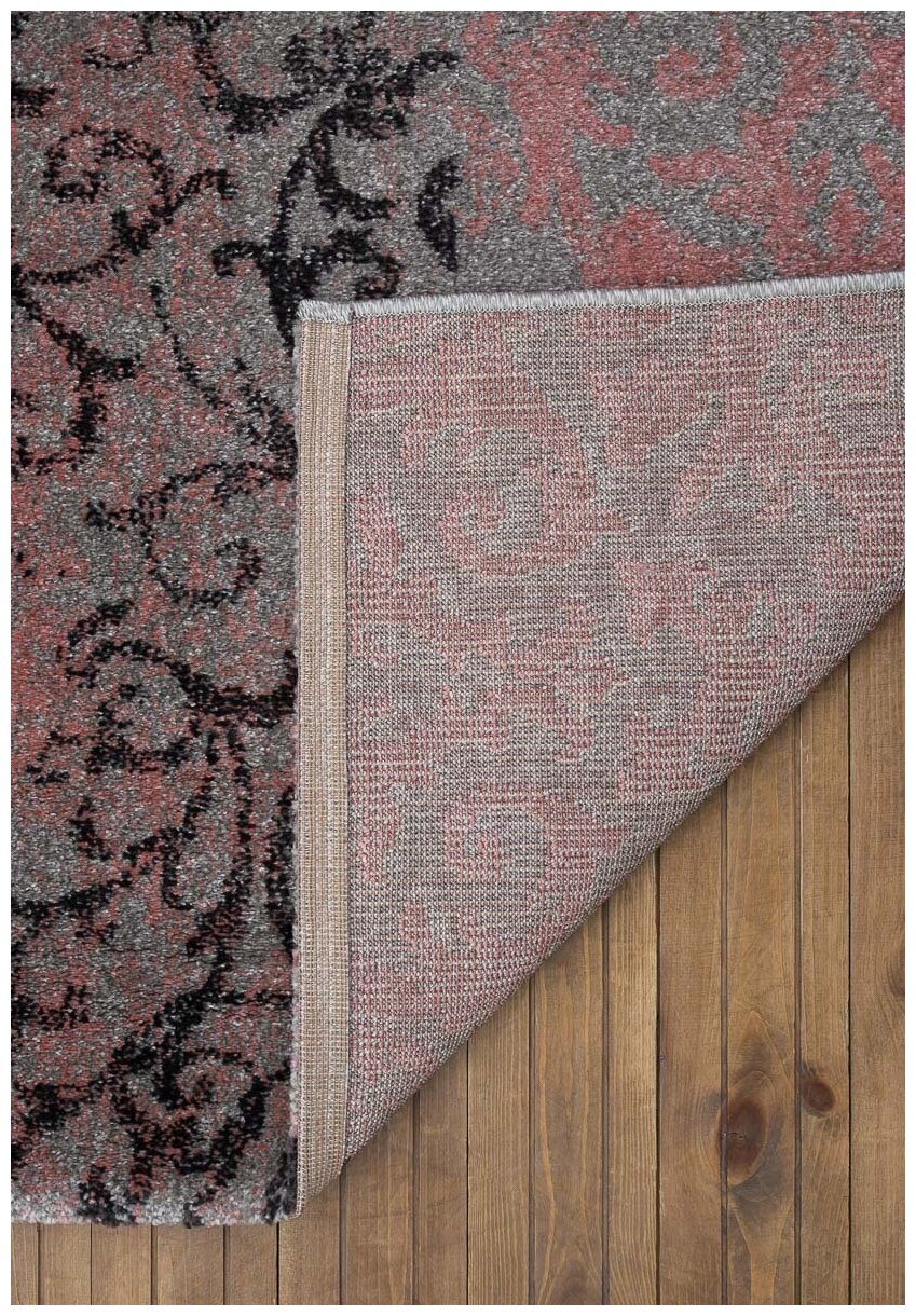 Ковер на пол 0,8 на 1,5 м в спальню, гостиную, розовый, серый Matrix 1759-16811 - фотография № 4
