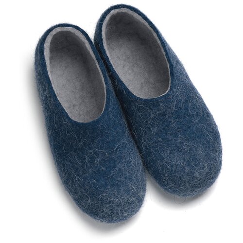 Войлочные домашние тапочки Woole синие мужские валяные тапки мягкие из натуральной шерсти (45)