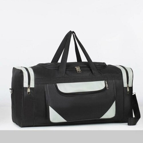 сумка спортивная 3 отдела на молниях наружный карман длинный ремень цвет серый Сумка спортивная 60 см, черный, серый