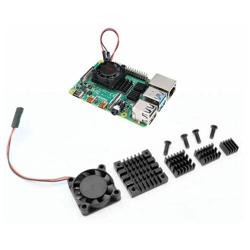 Комплект вентилятор кулер 25x25x7 и радиатор 4шт. для Raspberry PI 4 B for raspberry pi fan small computer fan for raspberry pi cooling fan 30x30x7mm brushless cpu cooling fan for raspberry pi 3 b