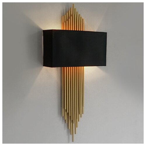 Настенный светильник De Lamp Sohne Black 17361, E14, 10 Вт, кол-во ламп: 2 шт., цвет арматуры: золотой