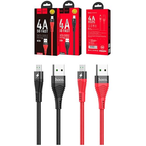 Дата-кабель USB универсальный MicroUSB Hoco U53 (4A, 120см) (черный)