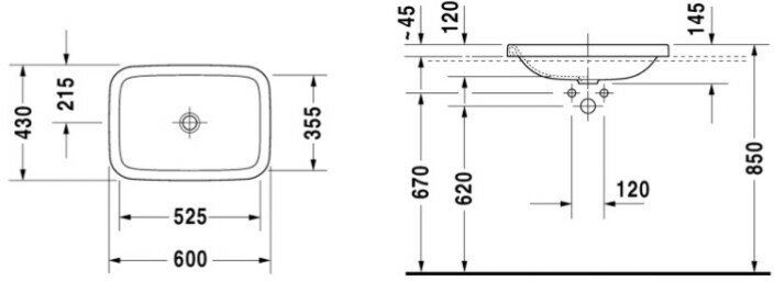 Раковина белая Duravit DURASTYLE 0372600000 - фотография № 2