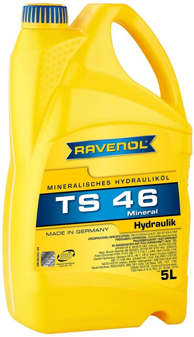 Гидравлическое масло RAVENOL Hydraulikoel TS 46 ( 5л) new