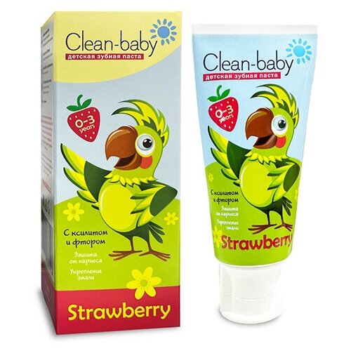 Зубная паста TM Clean-baby Клубника (от 0 до 3 лет), 50 мл