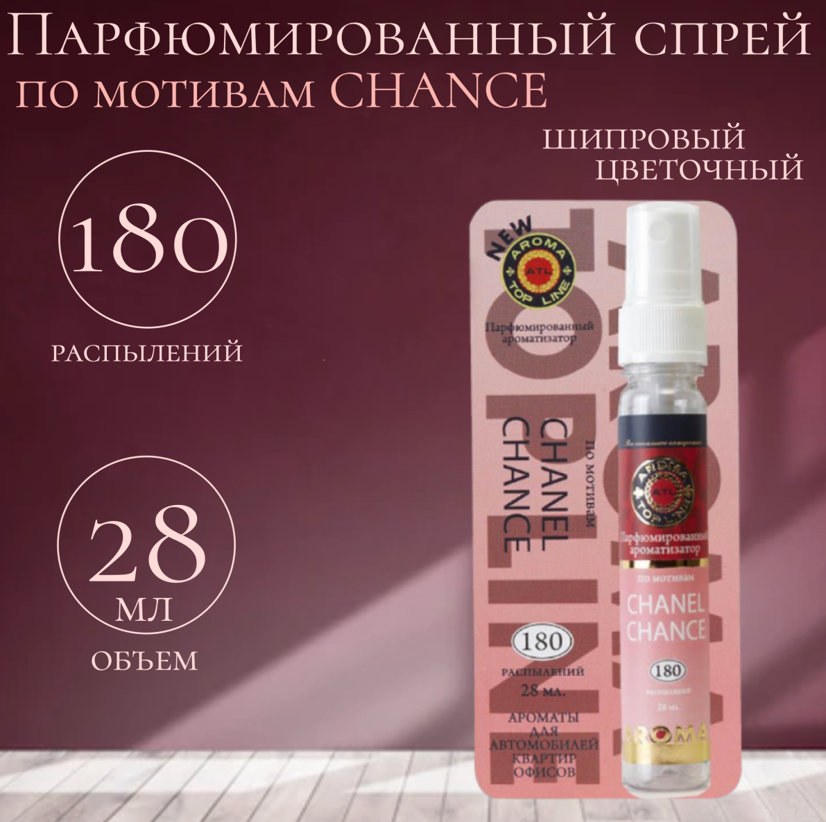 AROMA TOP LINE Ароматизатор для автомобиля Aroma №10 Chanel Chance 28 мл специальный