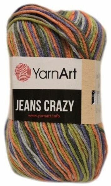 Пряжа YarnArt Jeans CRAZY оранжевый-желтый-сиреневый-серый (8213), 55%хлопок/45%акрил, 160м, 50г, 1шт