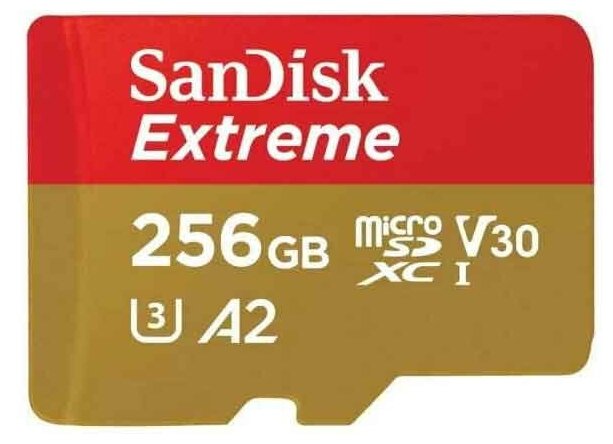 Micro SD 256 Gb SanDisk Extreme UHS I Card 256GB for 4K Video on Smartphones, Action Cams & Drones 190MB/s Read, 130MB/s SDSQXAV-256G-GN6MN