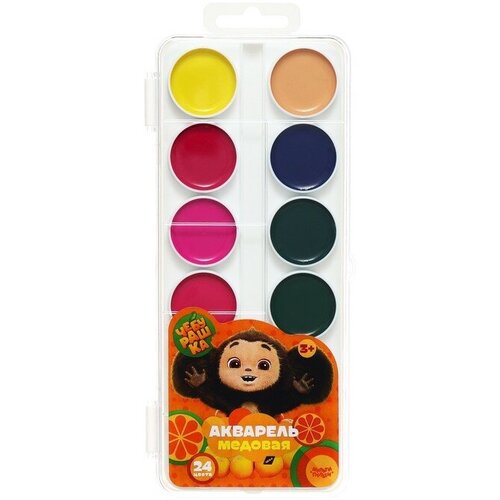 Акварель 24 цвета Мульти-Пульти Чебурашка медовая без кисти пластик европодвес 469₽