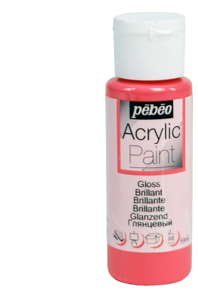Краски акриловые PEBEO Acrylic Paint декоративная глянцевая 59 мл 097863 розовый коралл