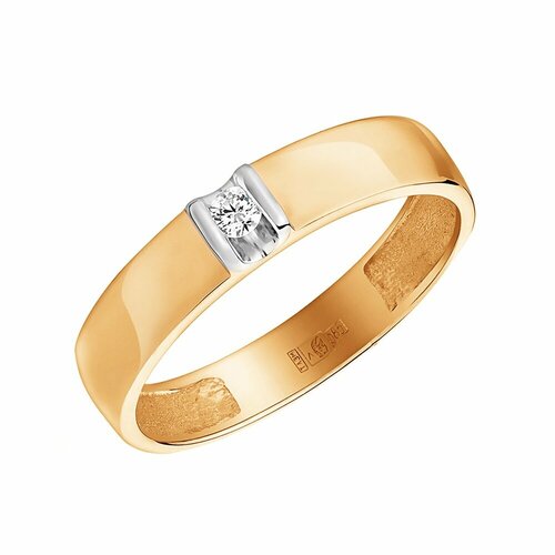 Кольцо помолвочное Яхонт, красное золото, 585 проба, бриллиант, размер 15, золотой