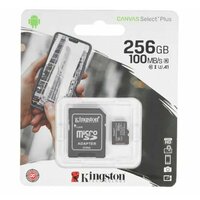 Карта памяти Micro SecureDigital 256Gb Kingston Canvas Select Plus SDXC class 10 UHS-I (SDCS2/256GB) + SD adapter