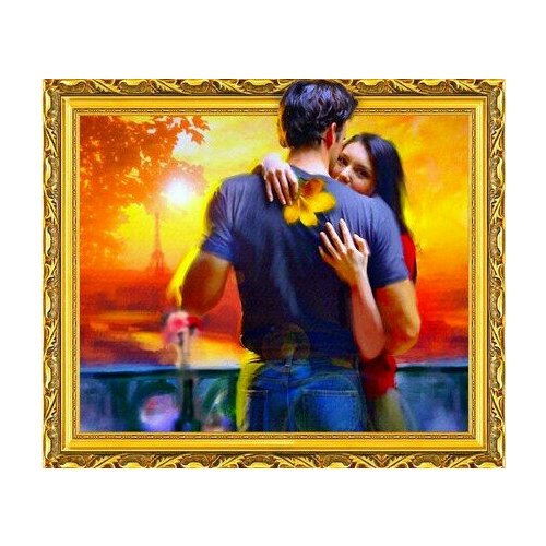 Алмазная мозаика 5D фирмы на подрамнике размер 40х50 круглые камешки LT 0701 Пара влюбленных