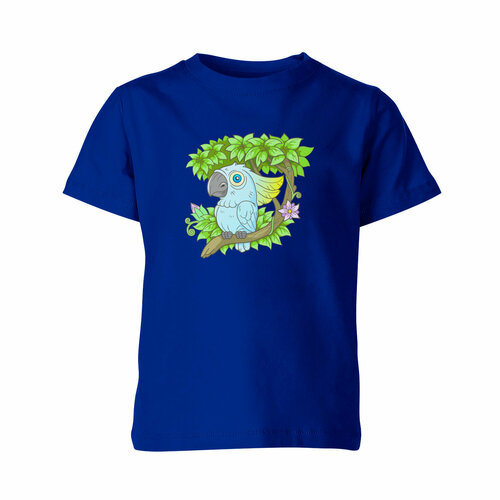 детская футболка попугай какаду рисунок 164 белый Футболка Us Basic, размер 4, синий