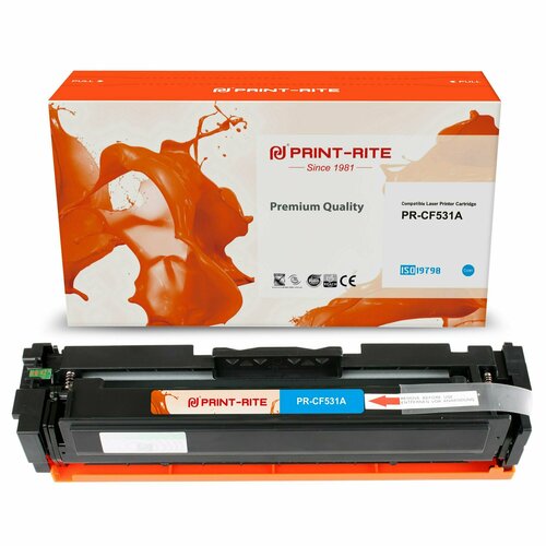 Print-Rite PR-CF531A картридж лазерный (HP 205A - CF531A) голубой 900 стр картридж лазерный cactus cs cf531a mps голубой 2700стр для hp laserjet m154 m180n m181fw