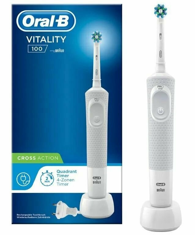 Электрическая зубная щетка Oral-B Vitality D100, белый