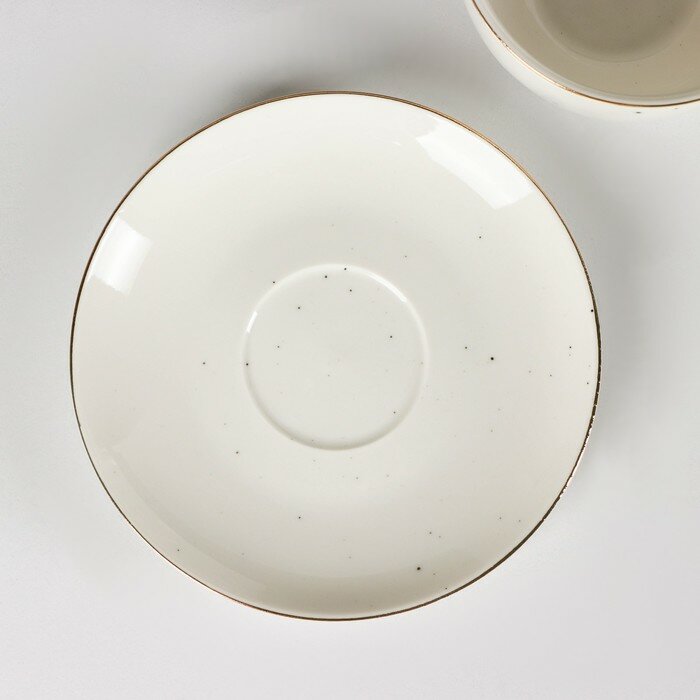 Чайная пара Доляна «Млечный путь», чашка 220 мл, блюдце d=13,5 см, цвет белый в крапинку - фотография № 10
