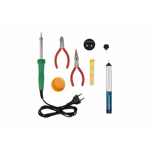 Набор для пайки 13 паяльник 30вт подставка канифоль припой бокорезы тонкогубцы 327800₽