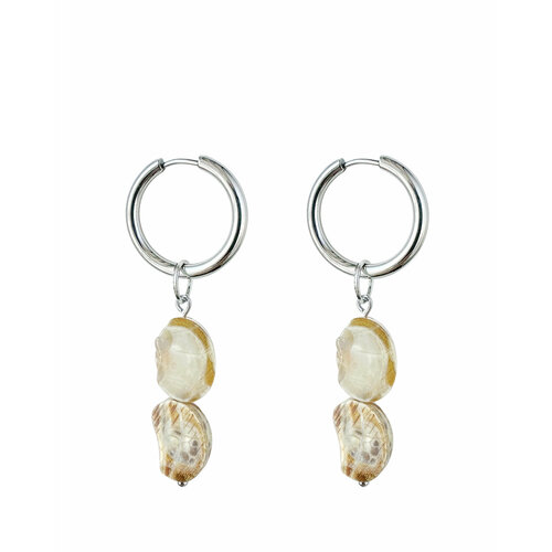 Серьги с подвесками Strekoza Collection, яшма, размер 53 мм, белый, серебряный