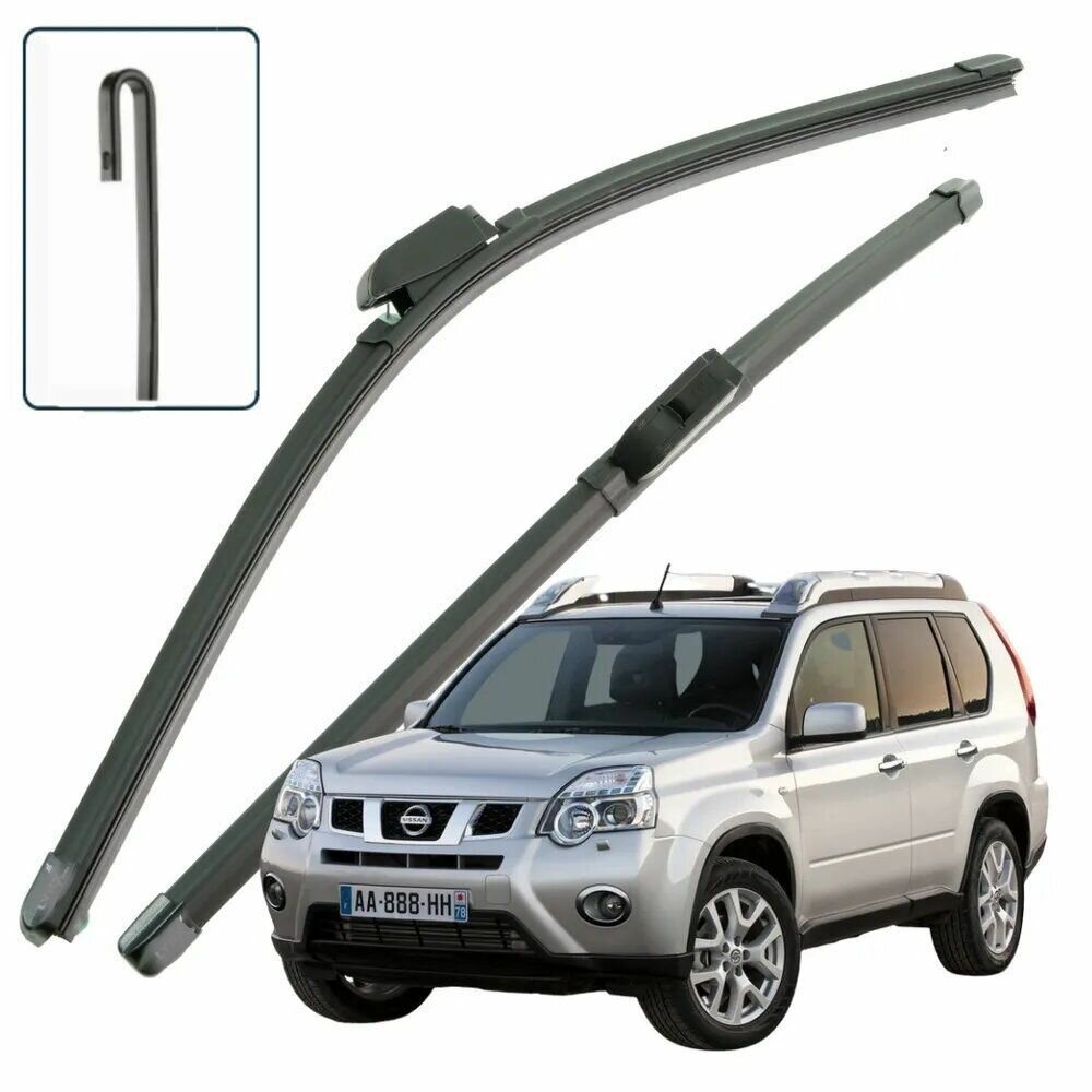 Дворники Nissan X-Trail (2) T31 / Ниссан Х-трэйл Т31 рест. 2007 - 2014 Щетки стеклоочистителя бескаркасные автомобильные 600мм-400мм к-т 2шт.