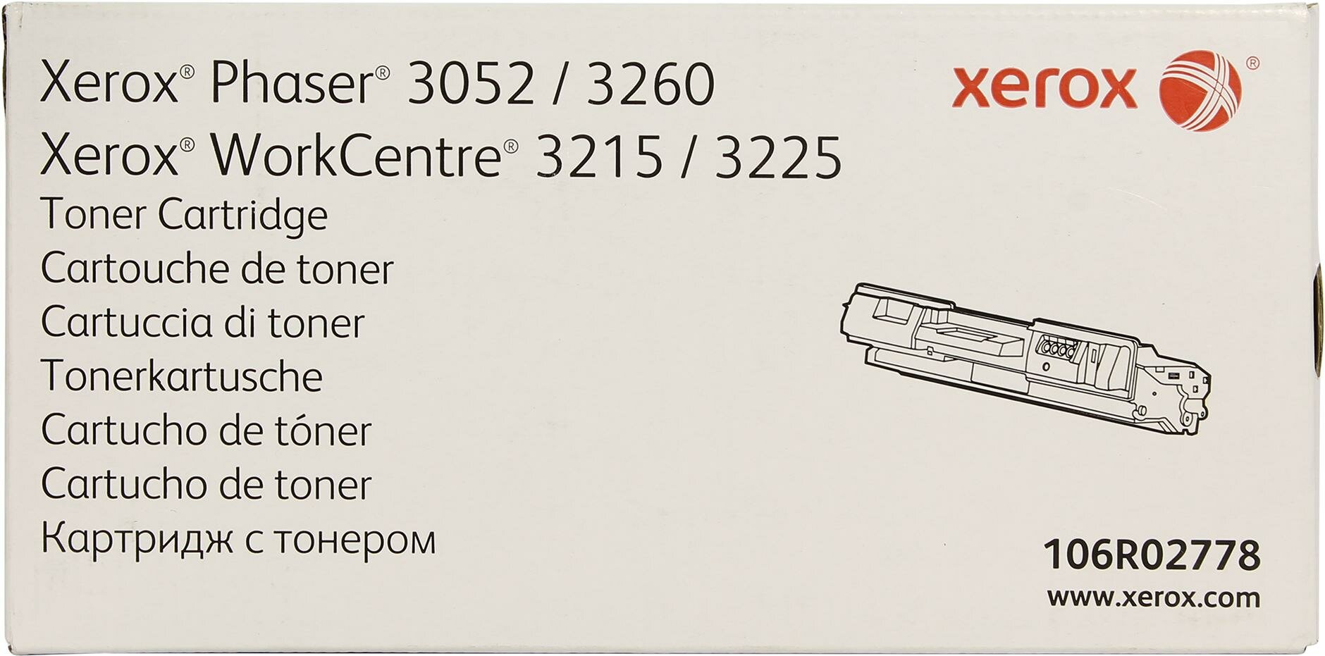 Картридж Xerox 106R02778 черный Оригинал 3000 стр, black для Phaser 3052/3260, WorkCentre 3215/3225