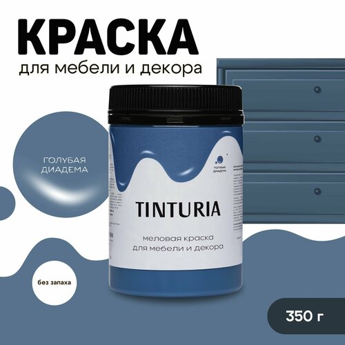 Краска для мебели и декора меловая TINTURIA матовая без запаха голубая диадема 0,35 кг