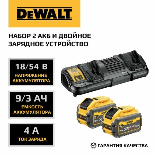 Универсальное зарядное устройство DEWALT для 2-х батарей XR Li-Ion 10814418 В DCB132X2 67890₽