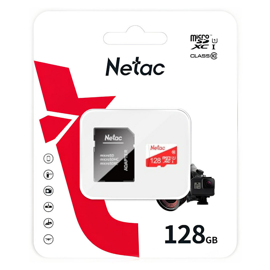 Карта памяти Netac MicroSD P500, 128 ГБ, ECO + SD (NT02P500ECO-128G-R)