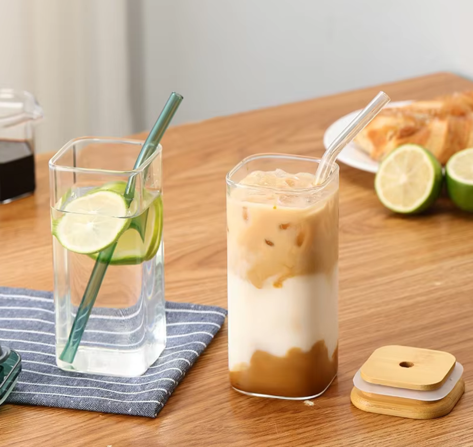 Стаканы квадратные cocktail в стиле лофт, боросиликатное стекло, 360 мл, 6 штук
