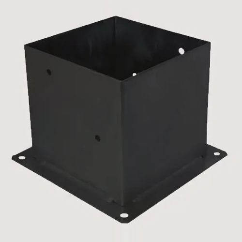 Изображение товара Основание столба Rusconnect 150x150, оцинкованная сталь, чёрный, перфорированное