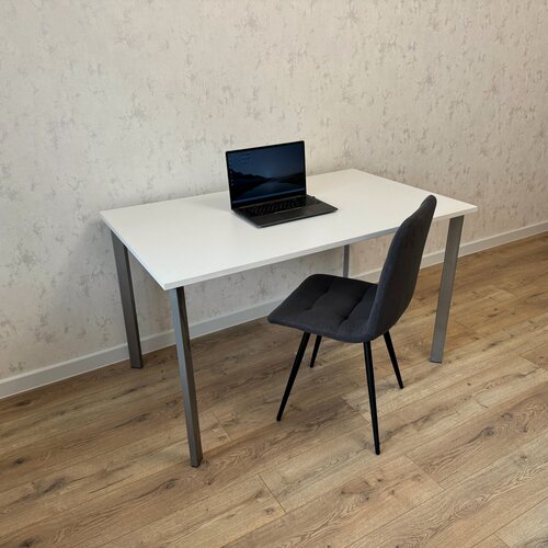Изображение товара Письменный стол столешница Белая 140*80 см. Ножки серый хром