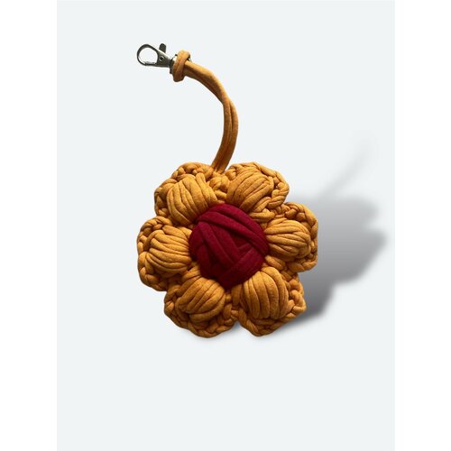 Брелок KNIT KNOT, вязаная фактура, розовый, горчичный