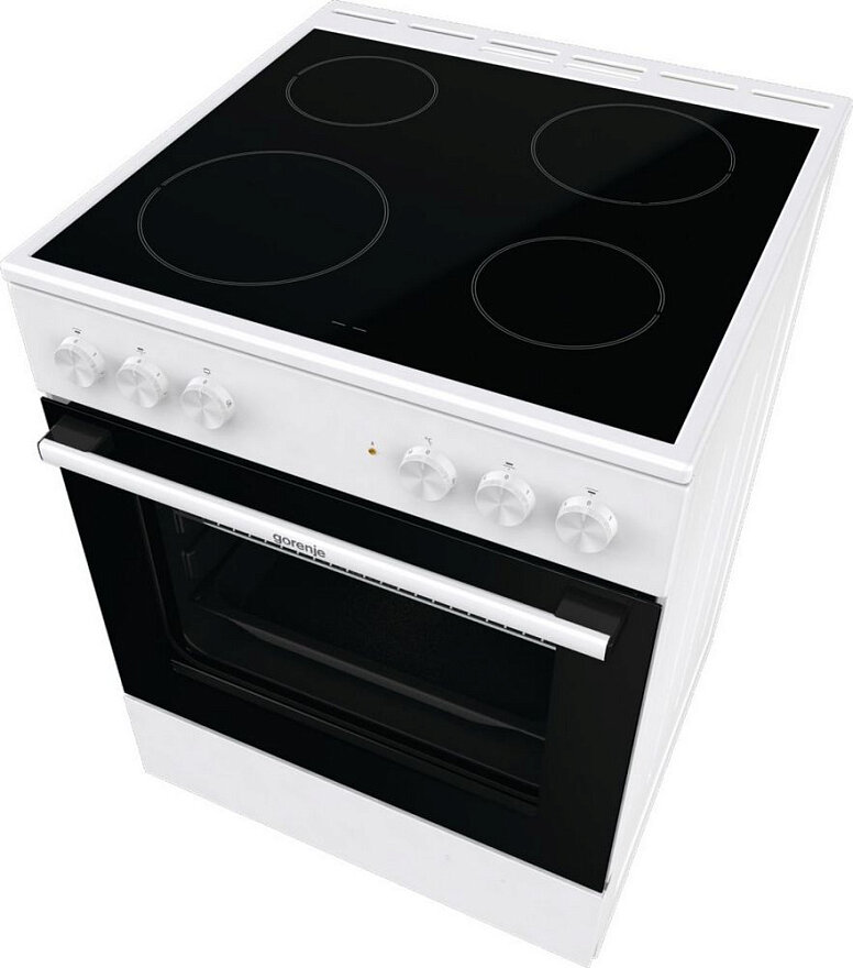 Электрическая плита Gorenje GEC6A11WG белый, 4 конфорки, стеклокерамическая поверхность, гидролизная очистка