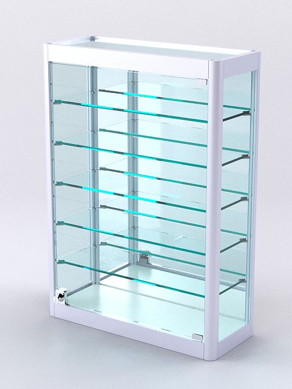 Витрина из профиля настольная "вайб" №2-5П-З-200 (задняя стенка Зеркало), Белый
