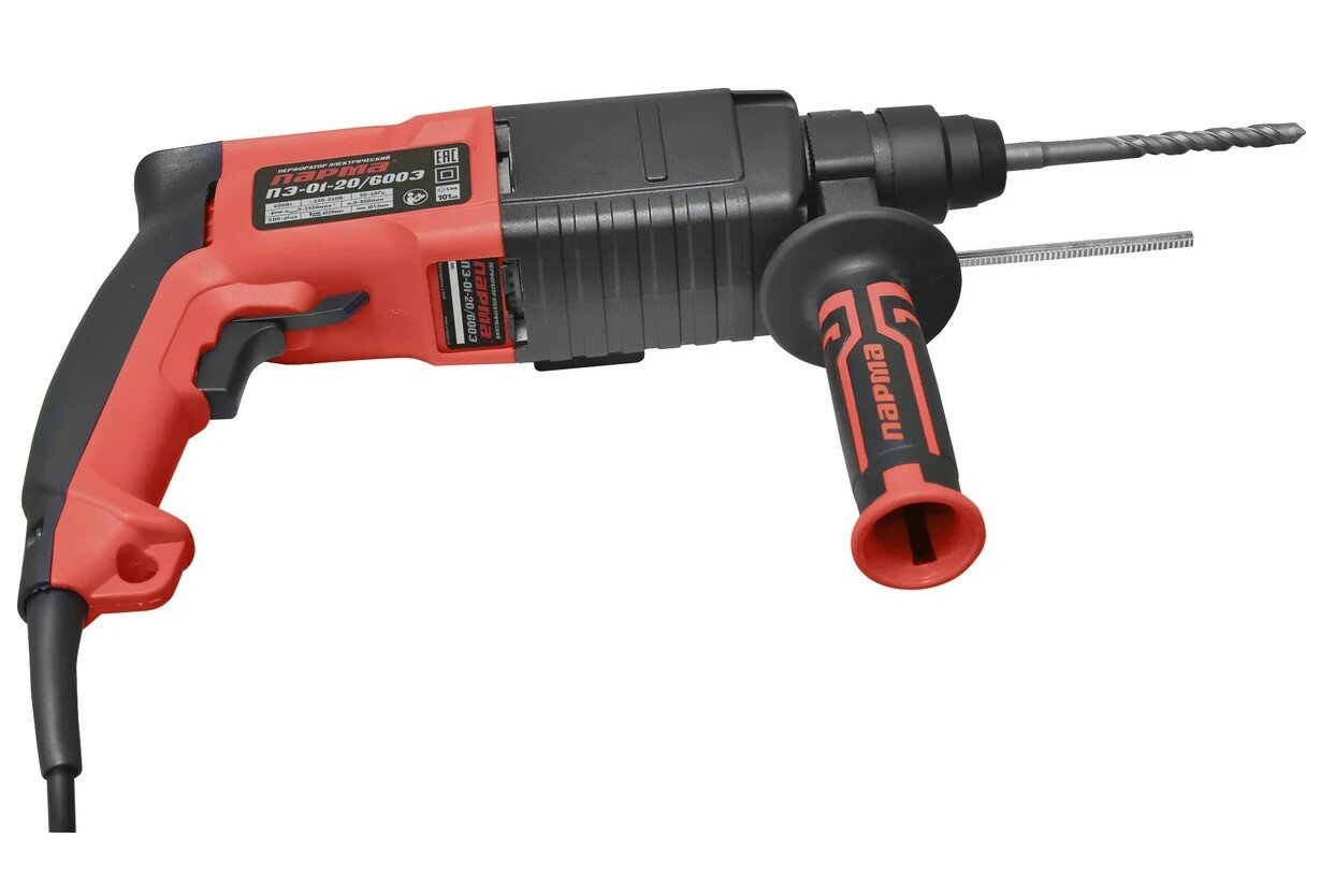 Перфоратор электрический сетевой Парма ПЭ-01-20/600, 1,7Дж, 850 об/мин регулировка оборотов, SDS-plus, 600Вт — фото 1