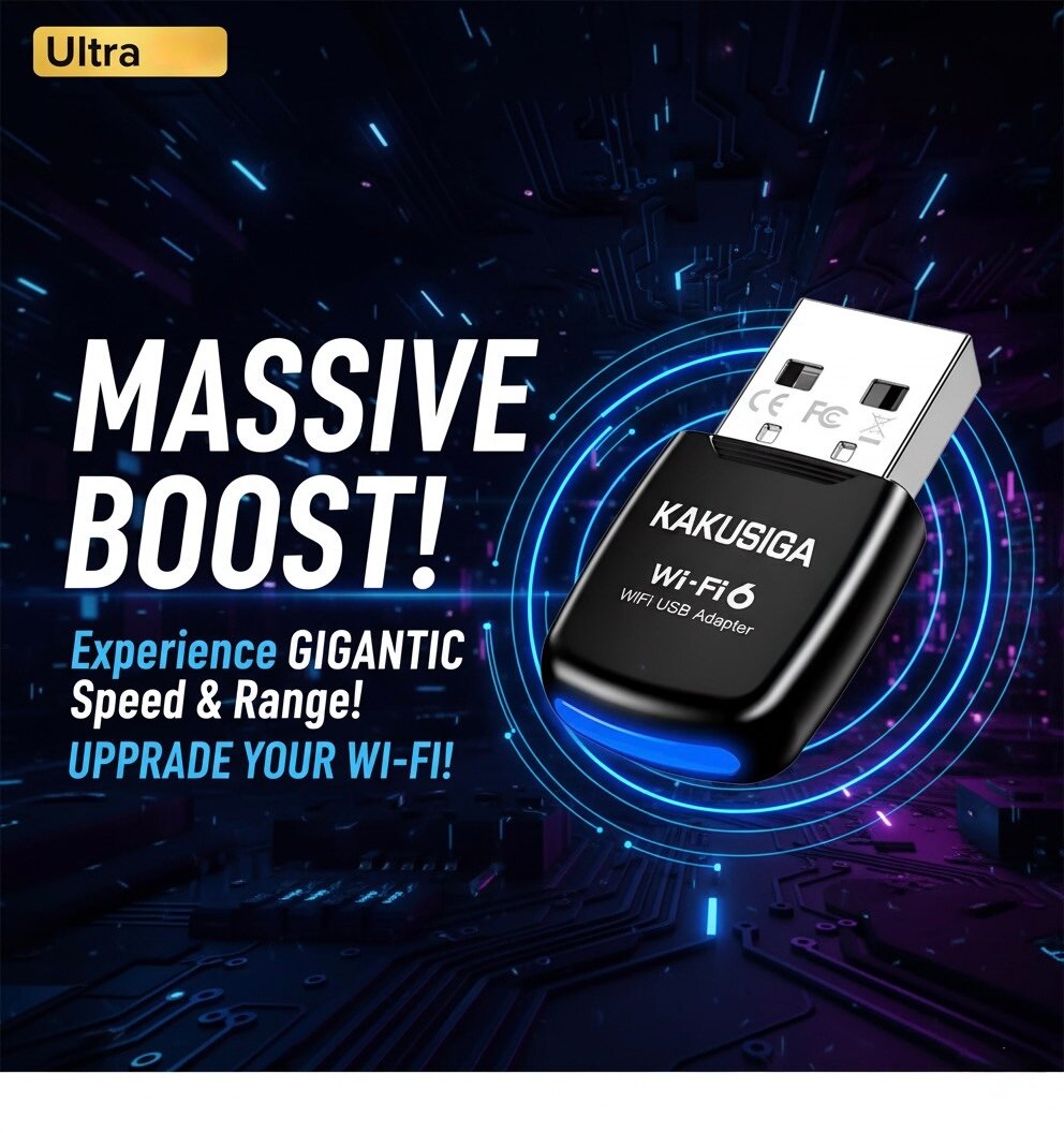 Беспроводная сетевая карта KAKUSIGA Wi-Fi 6 – беспроводной USB-адаптер Wi-Fi