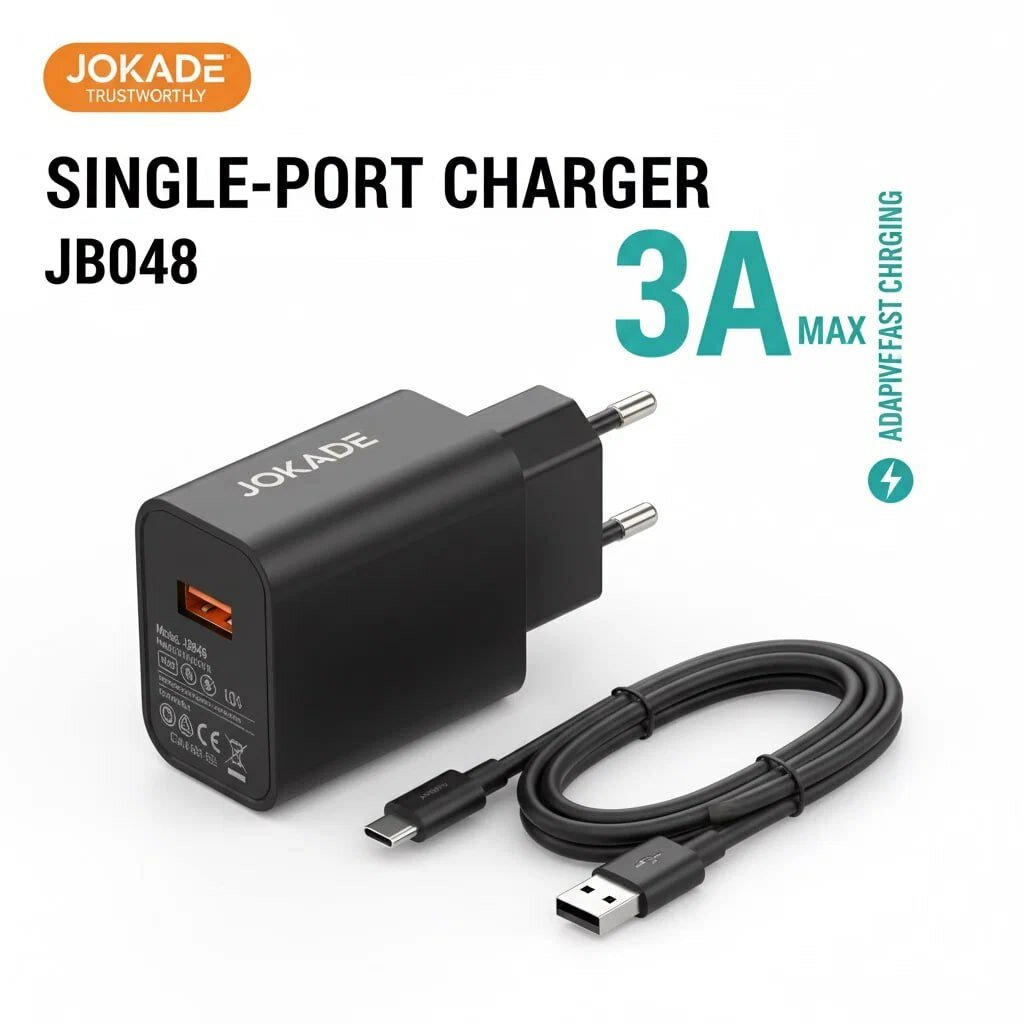 Зарядное устройство JOKADE JB048, с кабелем Type-C, быстрая зарядка, 3A