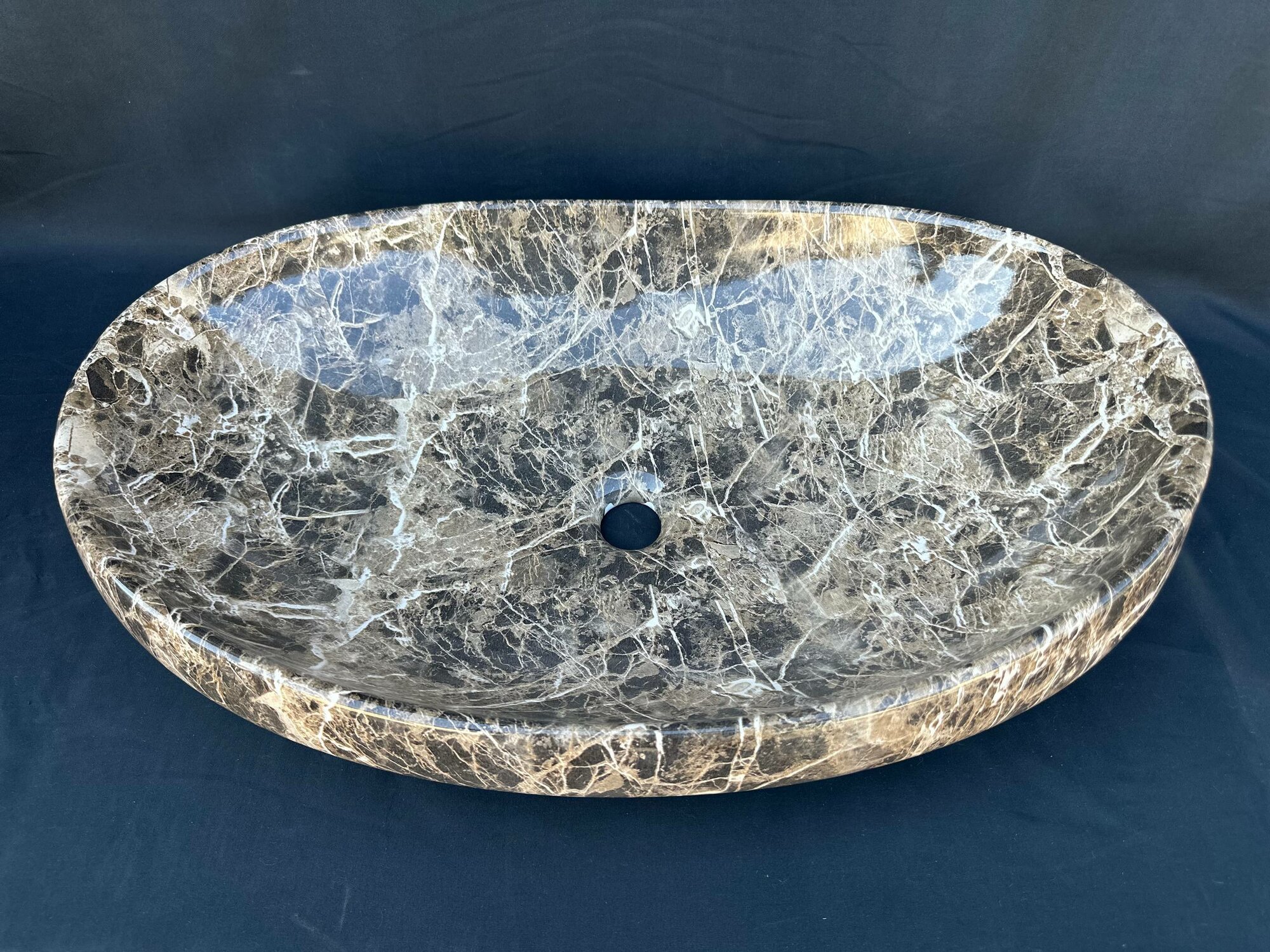 Раковина накладная OSSO 8256 GOLD MARBLE, керамическая, овальная, белый, для ванной комнаты